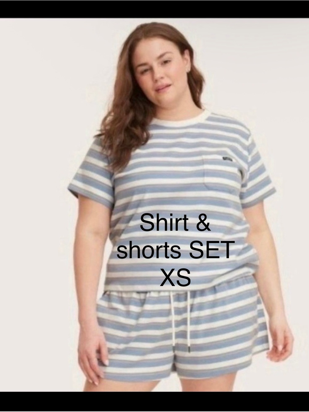 Parke x Target blue stripe shorts and t-shirt matching set